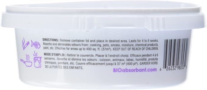 ATTITUDE Bio Absorbant Air Purifier with Activated Carbon, Plant- and Mineral-Based, Absorbs Odors, Vegan, Lavender, 8 Ounces
