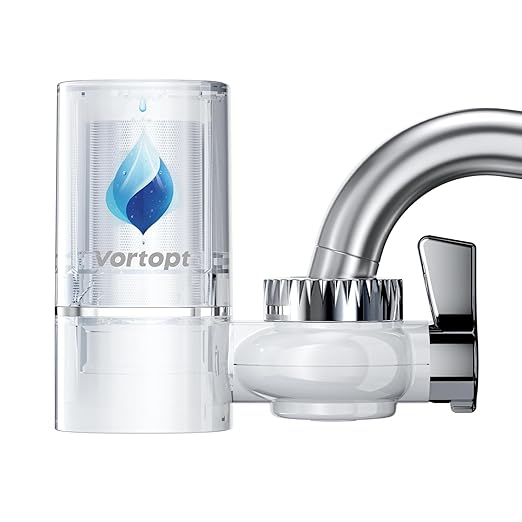 NSF Certified Vortopt T1-White-CTO Faucet Filter Replacement,2-Pack,Activated Carbon Filtration,400 Gallons,Easy Twist-On Installation.
