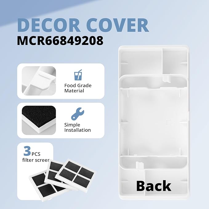 MCR66849208 Replacement for LG Refrigerator Air Filter Cover Lg LFXS26596S LFXS28596S LRMDS3006D LRFXC2416S LRFXC2406D LFXS26973S LMRS28596D LMRS28626D LMRS28626S ADQ75493301, 3 PCS LT120F Air Filter