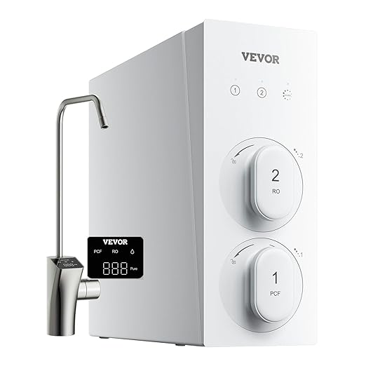 VEVOR Reverse Osmosis System, 600 GPD 8-Stage Tankless Reverse Osmosis Water Filter, Under Sink Water Filtration System with Smart Display Faucet, 2:1 Pure to Drain Ratio