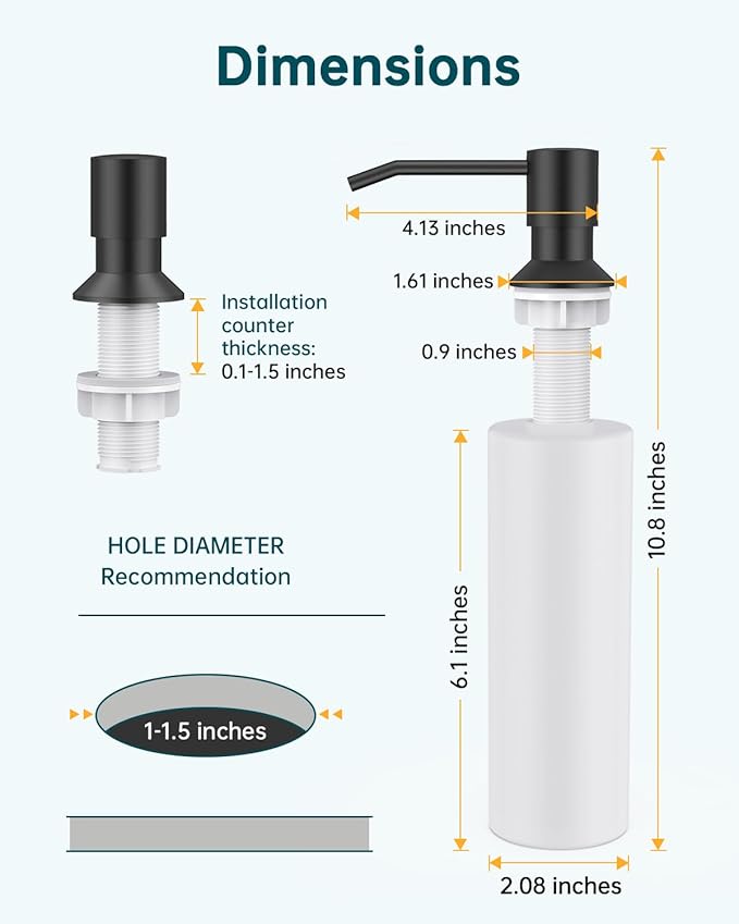 Black Kitchen Faucet with Soap Dispenser & Pull Down Sprayer, Rv Kitchen Sink Faucets for Pot Filler, Farmhouse Camper Bar Sink Laundry, RV Bathroom, Single Hole Single Handle Stainless Steel