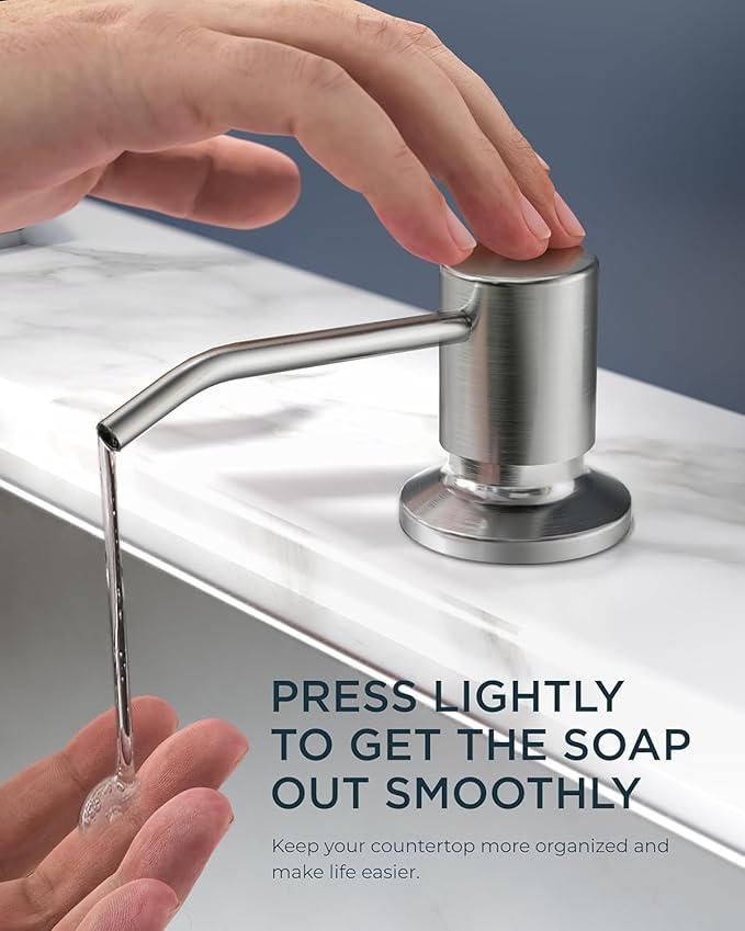 FORIOUS Brushed Nickel Kitchen Faucet with Soap Dispenser, High Arc Modern Sink Faucet with Pull Down Sprayer and Deck Plate, Stainless Steel Fit for 1 or 3 Hole for Pot Filler Bar Rv