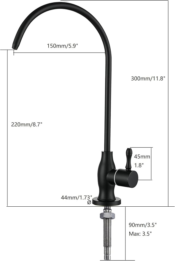 Commercial Water Filtration Faucet, Drinking Water Dispenser, Matte Black, Lead-Free Solid Brass and Ceramic Cartridge