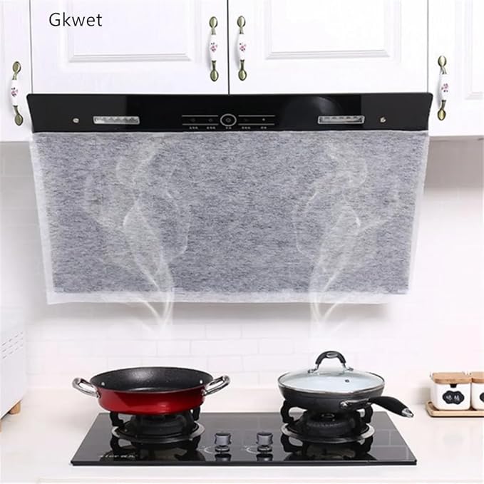 Disposable Kitchen Hood Oil Filter Paper Range Hood Grease Anti Oil Cotton Filter Cooker Hood Extractor Fan Filter Non-Woven (43cmx45cm/12pcs)