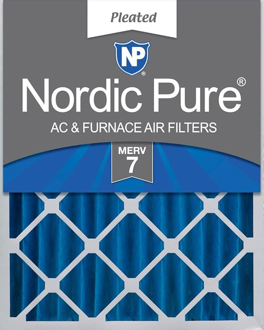 Nordic Pure 20x25x4 (19_1/2 x 24_1/2 x 3_5/8) Pleated MERV 7 Air Filter 1 Pack