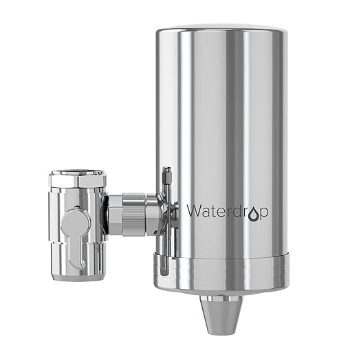 Waterdrop Water Filter for Sink Faucet, 360° Rotating Stainless Steel, NSF Certified Water Purifier for Kitchen Sink, 3 Months Long Lasting Tap Water Filter, Reduce Chlorine, 1 Filter