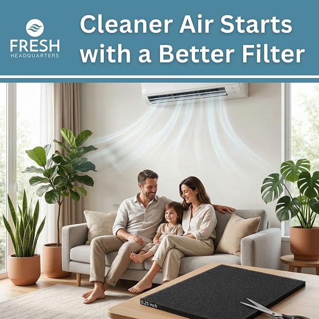 2-Pack Cut to Fit Air Filters – 24"x15"x0.25" Washable & Reusable Foam Filter Material Roll | Cut to Size Replacement for Window Air Conditioner Filter, AC Vent Filters, Furnace, RV, Range Hood & More