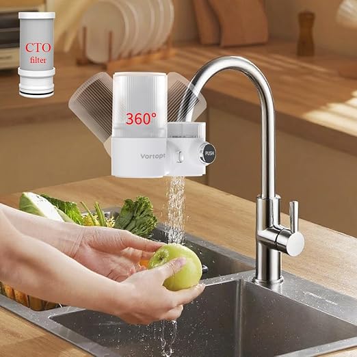 Vortopt 2-Pack White-T6-CTO Faucet Water Filter Replacements,NSF Certified,400 Gallon Capacity,Reduces Chlorine,Bad Taste,3-6 Month Lifespan.