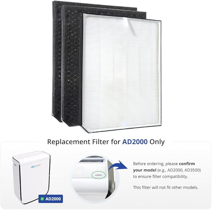 AIRDOCTOR AD2000 Genuine Filter Replacement - One Year Combo Pack Includes: One (1) UltraHEPA & Two (2) Carbon/Gas Trap/VOC & Pre-Filters