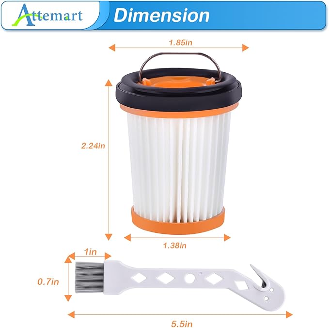 4 Pack WV201 Wandvac Filter Replacement for Shark ION W1 S87 Cordless Handheld Vacuum WV200, WV201, WV205, WV220, WV221, WV250, WV251, UV200CCO. Compare to Part # XHFWV200