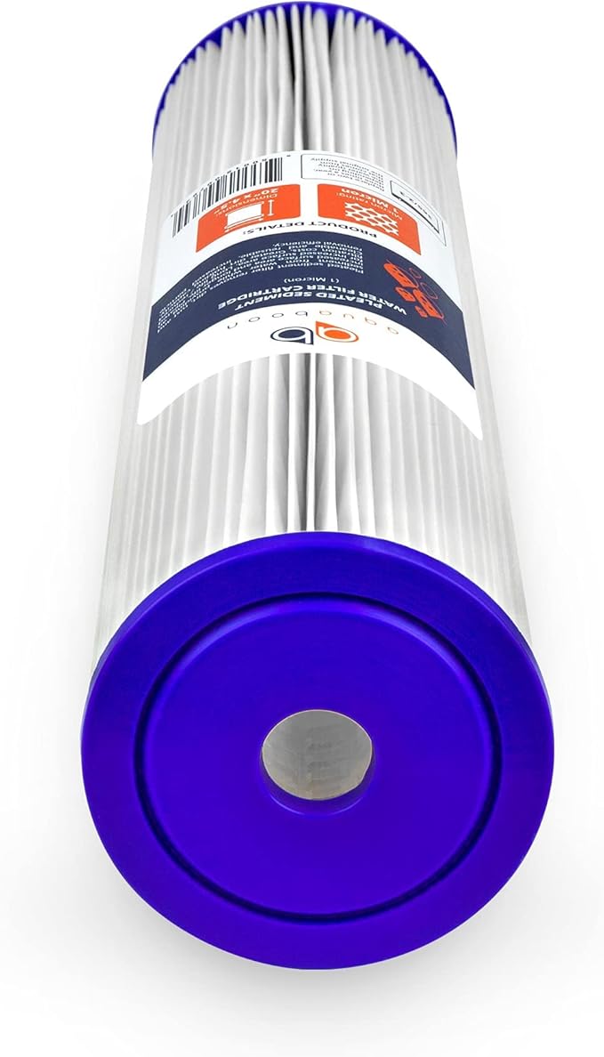 Aquaboon 1 Micron Whole House Pleated Sediment Water Filter Cartridge 20x4.5 Well Filter Replacement Compatible with ECP5-20BB, SPC-45-1005, 10 Pack