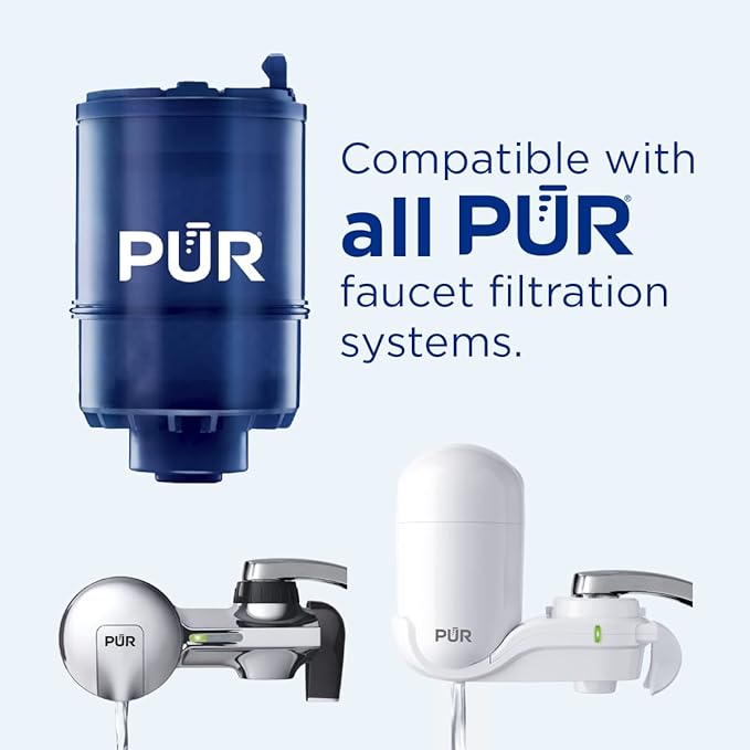 PUR PLUS Faucet Mount Replacement Filter 1-Pack, Genuine PUR Filter, 3-in-1 Powerful, Natural Mineral Filtration, Lead Removal, Blue (RF99991)