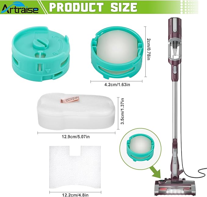 Artraise HZ702 Filter Replacement for Shark HZ700 HZ702 QS175QGN QS175QBL PowerFins HairPro Odor Vacuum, 6 Foam & Felt Filters, 6 Post Motor Filters, 4 Cartridges, Part XFFKHZ2000 & XPMFHZ2000