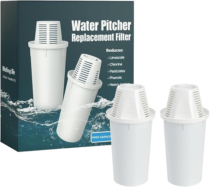 Nispira Water Filter Replacement Compatible with Nakii Aquaphor Water Pitcher Dispenser Removes Chlorine, Lead, Odor, Color Reduce Water Hardness, 2 Packs