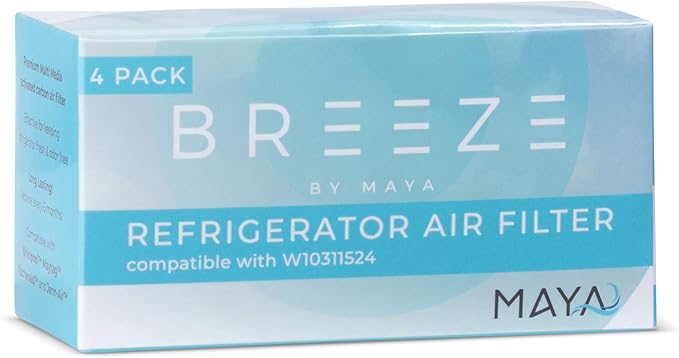 Breeze by MAYA W10311524 Refrigerator Air Filter Replacement for Whirlpool, AIR1, Maytag, Kitchenaid and Jenn-Air, FreshFlow Air Filter (4 Pack)