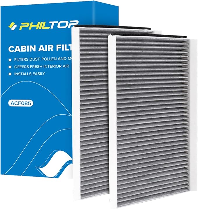 PHILTOP Cabin Air Filter w/Activated Carbon, Compatible with CF10103 BMW 528i, 530i, 525i, 650i, 535i, 530xi, 550i, 528i xDrive, 645Ci, 535xi, 535i xDrive, 528xi, 545i, 525xi, M5, M6, Pack of 2