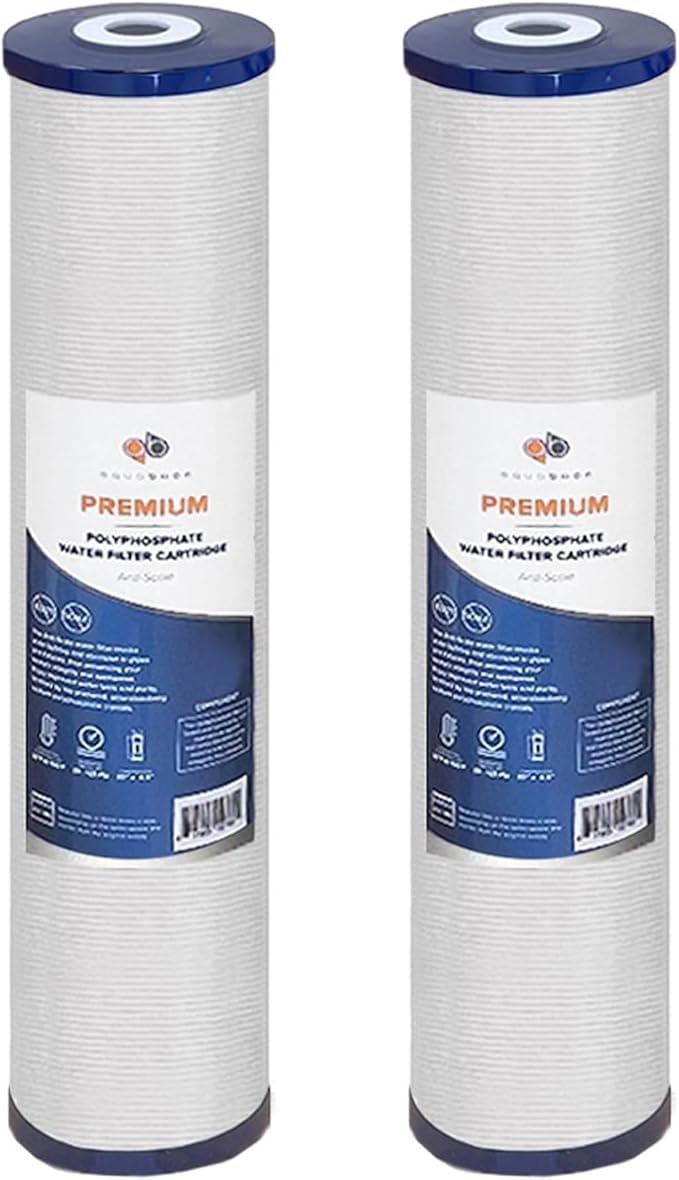 Aquaboon 5 Micron 20 x 4.5 Whole House Water Filter Replacement Cartridge Anti-Scale for 1-Stage Water Filtration System 2 Pack