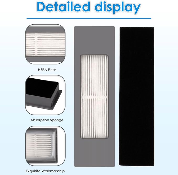(3 Pieces) N10 HEPA Filter for Robot Vacuum Ecovacs DEEBOT OZMO N10 N10 Plus 920 950 T8 AIVI Max T9 T5 N5 N7 N8+ N8 Pro Plus DX55 DX93 DJ65, Robot Vacuum Cleaner Filter Accessories