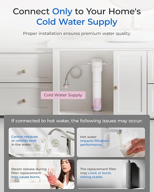Waterdrop BFU1 Bathroom Sink Filter for Skincare, Strontium-enriched, Water Softner, Reduce 99.9% of Harmful Substance in Bathroom Sink Faucet, Reduces Skin Redness and Irritation