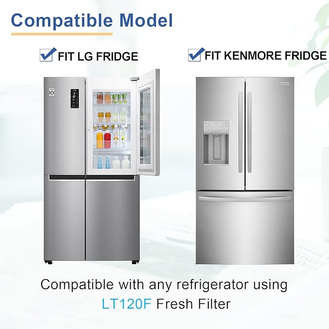 LT120F Replacement Refrigerator Air Filter, Refrigerator Filter Replacement Compatible with LG Kenmore Elite 469918, 9918, ADQ73214402, ADQ73214403, ADQ73214404, ADQ73334008 - (4 Pack)