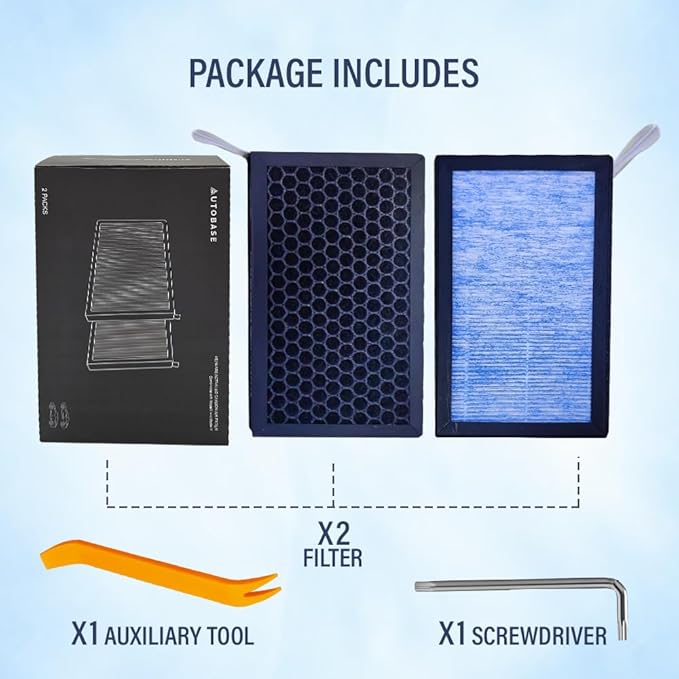 Tesla Model 3 Model Y HEPA Car Filter with Activated Carbon | Compatible with Model Y Model 3 2016-2026 | Cabin Car Filter Replacement - 2 Pack