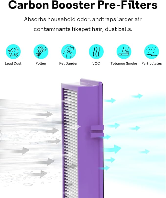 Leemone Aer1 Filter Replacement for Holmes Air Purifiers, 2 True HEPA Filters + 4 Carbon Booster Filters, HAPF300AP-U4
