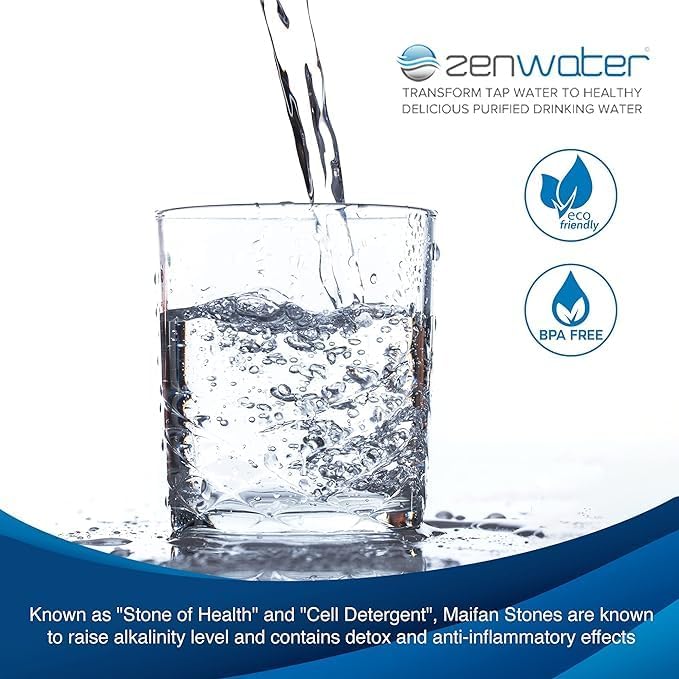 ZENWATER Genuine Maifan Mineral Stones Filter Case Replacement - Exclusively for Zen Water Countertop Gravity Filtration System - Clean and Mineral-Rich Hydration