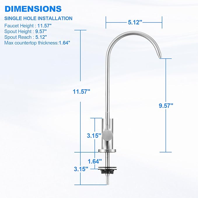 Under Sink Water Filter - Water Filter Kit and Feed Valve for Home Bar and Washbasin,Reduce Chlorine,Bad Taste&Odor,A Perfect Choice for Countertop Ice Maker,Coffee Maker and Skin Care