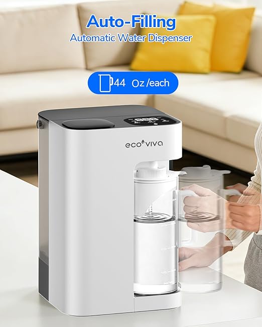 Mate 3 Reverse Osmosis Water Filter Countertop, 3:1 Pure to Drain, 44oz Smart Autofill Pitcher, No Installation Water Purifier, 8 Stage RO Water Filtration, with Remineralization, White