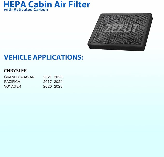 CF12283 Cabin Air Filter for Chrysler Pacifica 2017-2025, Voyager 2020-2025, Grand Caravan 2021-2025, Honeycomb Structure with Activated Carbon Beads, Durable and Sturdy (1 Pack)