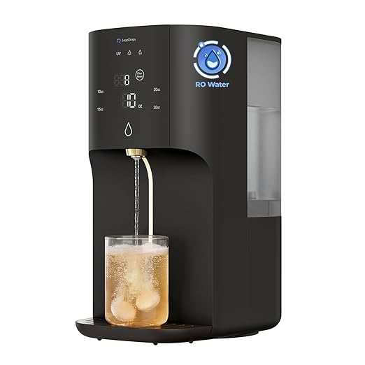 Countertop Reverse Osmosis System - 3:1 Pure to Drain Ratio RO Water Filter, 24H UV Light & Real-time TDS Display, 5-Stage 0.0001μm Filtration for Home, Office & RV, Portable Water Purifier