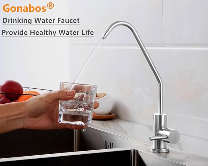 Drinking Water Faucet for Kitchen,100% Lead-Free Reverse Osmosis Faucets,Brushed Nickel SUS304 Stainless Steel Kitchen Filtered Water Faucets,RO Faucet with Longer Thread Pipe