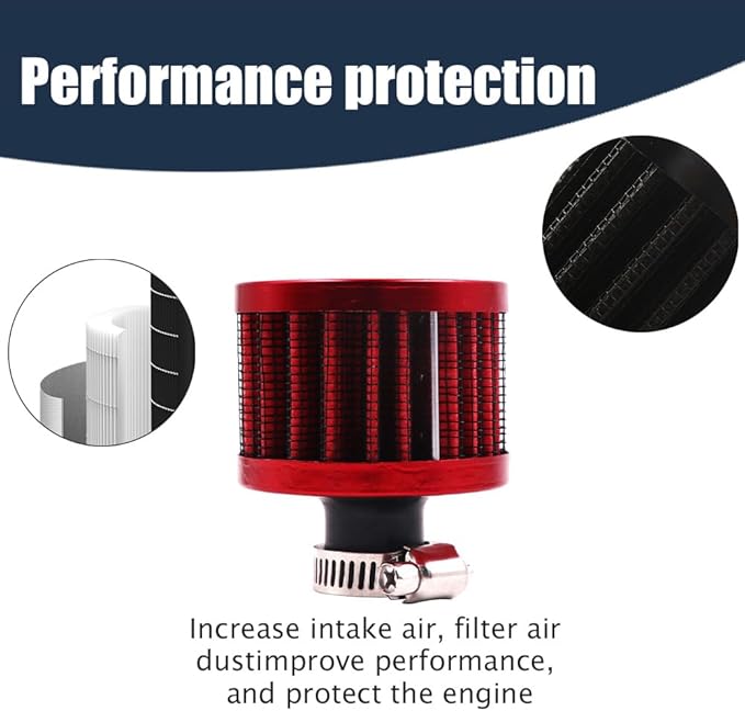 Breather Filter, Air Filter Valve Cover Breather, 12mm Mini Air Filter Vent Crankcase Breather, Air Filter Cold Air Intake Filter Breather, Car Accessories Universal for Car, Motorcycle
