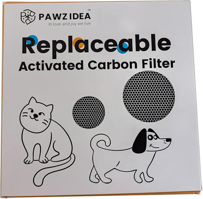 PAWZIDEA Activated Carbon Filter Replacement for Pet Waste Trash Cans Wall Mounted, 3.15"*3.15" Square Thick Deodorizing Carbon Filters, 4-Pack, Replace Every Month