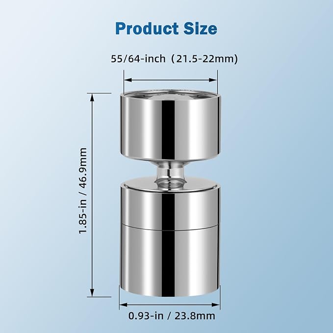 Hibbent Metal Faucet Aerator, 360-Degree Swivel Metal Kitchen Sink Aerator, Dual-function Sink Sprayer Attachment, Faucet Replacement Part 55/64'' Female Thread, Silver