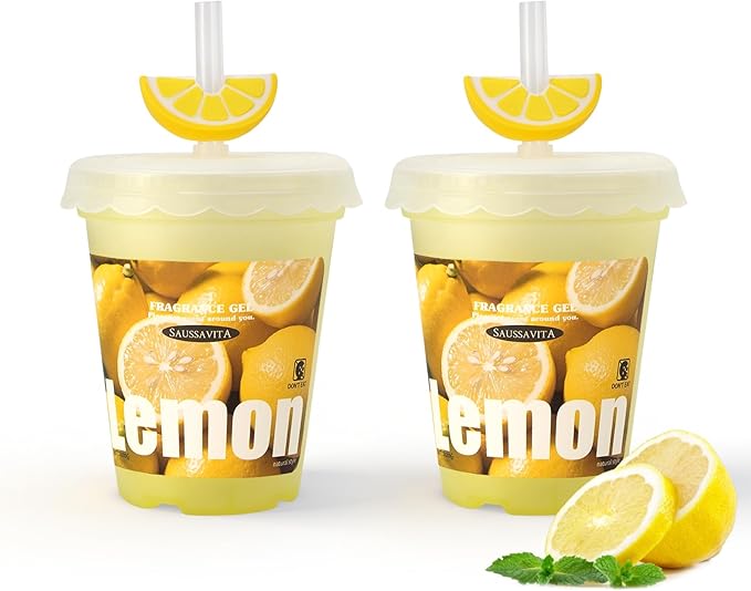 Diffusers for Home Lemon Scent 2 Pack, Bathroom Diffuser Cute Fruit Cup Shape for Office, Air Freshener Diffuser Gel Leak-Proof Car & Room, Bathroom Scent Diffuser Gift for Friends and Family