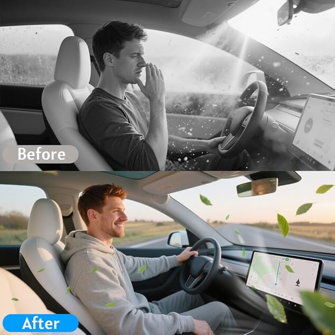 HEPA Air Intake Cabin Filter for Tesla Model Y 2020-2026 with Activated Carbon Air Intake Filter Replacement for Model Y Accessories-6 Pack White