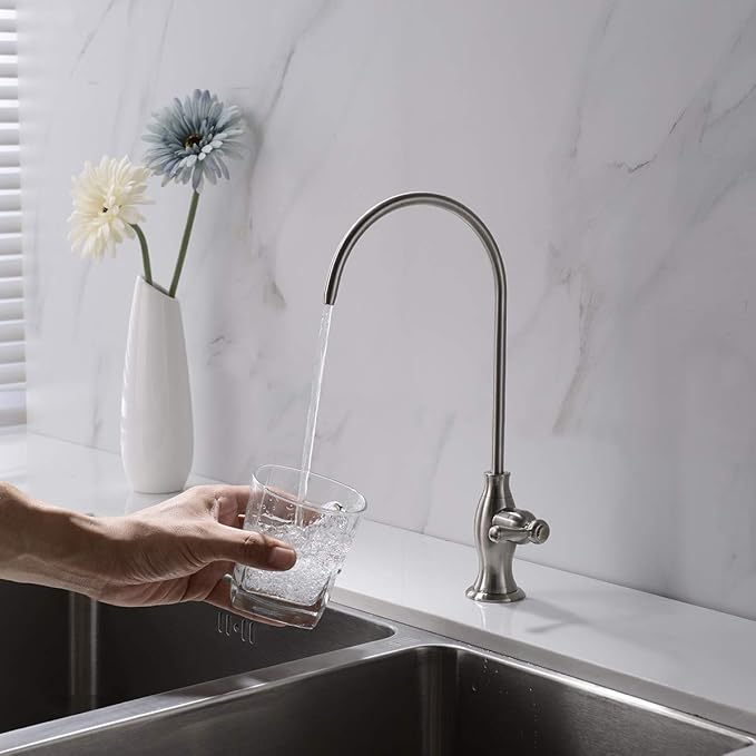 Stainless Steel Water Filter Faucet Delle Rosa Commercial Water Filtration Faucet for Under Sink Water Filter System Modern Brushed Nickel Kitchen Bar Sink Drinking Water Faucet,Non-Air Gap RO Faucets