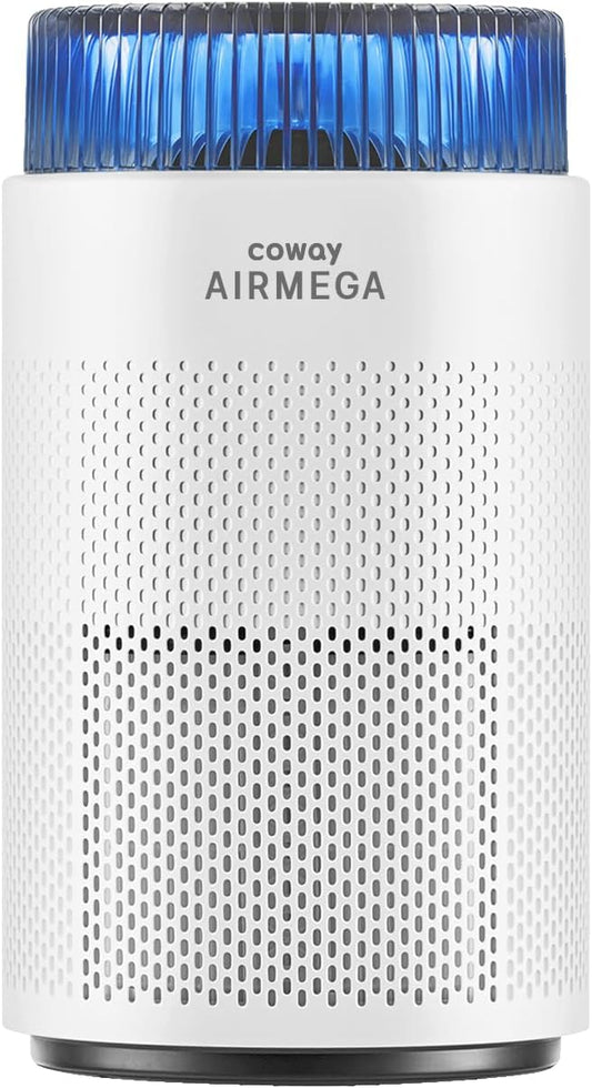 COWAY Air Purifiers for Home up to 810 ft², HEPA Filter and Carbon Filter for Smoke, Allergies, Pet Dander, Odor, AQI Monitor, Auto Mode, Timer, Filter Indicator, Night Light, 3yr Warranty, 100 White