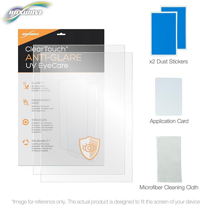 BoxWave Screen Protector Compatible With Kia 2024 Niro EV Display (10.25 in) - ClearTouch Anti-Glare Anti-UV EyeCare (2-Pack), Filters out Harmful Blue Light Reduce Fatigue