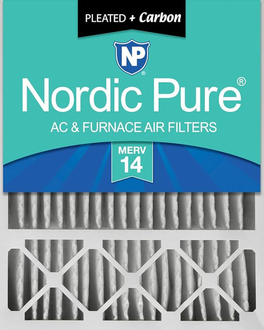 Nordic Pure 20x25x5 (Actual Size: 19 7/8 x 24 7/8 x 4 3/8) Honeywell Replacement Air Filters MERV 14 Plus Carbon 1 Pack