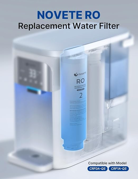 NOVETE CRF0A-RO Countertop Water Filtration Replacement Filter, Reverse Osmosis Filter Cartridge, 12 Months, Compatible for CRF0A-QS, CRF1A-QS, CRF0A-Qi, CRF1A-Qi