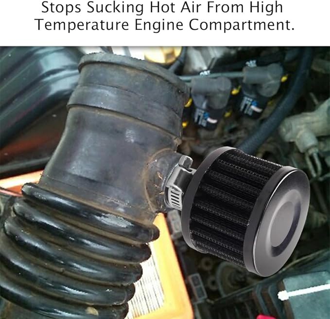 Breather Filter, Air Filter Valve Cover Breather, 12mm Mini Air Filter Vent Crankcase Breather, Air Filter Cold Air Intake Filter Breather, Car Accessories Universal for Car, Motorcycle