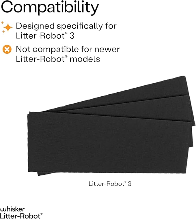Litter-Robot 3 Carbon Filters by Whisker, 6-Pack - Litter Box Filter, Designed for Litter-Robot, Absorbs Odors & Controls Moisture for Cleaner Smelling Home
