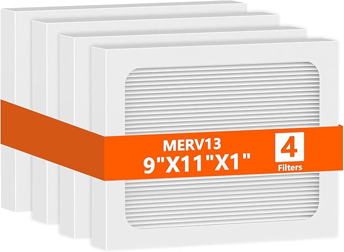 9 x 11 x 1 MERV 13 Replacement Dehumidifier Filter Compatible with Santa Fe Compact70, Ultra70, UA 65H dehumidifier Models, Element, Compact 2 Upgraded, 4 Packs