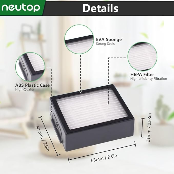 Neutop Replacement Filters Compatible with iRobot Roomba e i & j Series E5 E6 i1 i1+ i3 i3+ i4 i4+ i6 i6+ i7 i7+ i8 i8+ j7 j7+ and Combo j5 j5+ i5 i5+ Plus Robot Vacuums, 6-pack