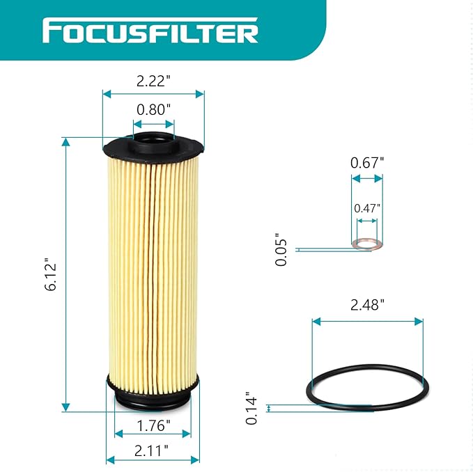 FOCUSFILTER 11428583898 OEM Grade Oil Filter, Compatible with BMW X5 X3 340i M340i 540i X7 440i 3.0L L6 2018–2026, Replaces HU6022Z, 04152WAA02, P40076, WL10342