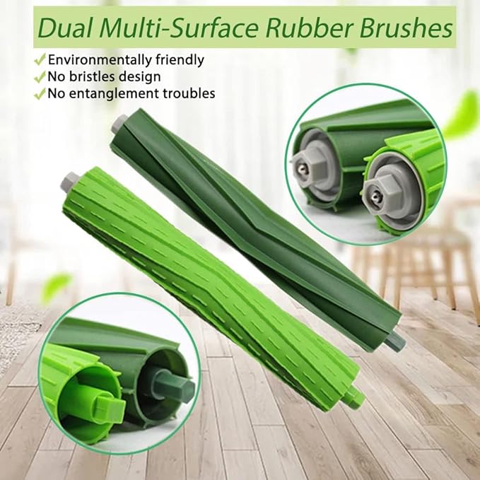 Replacement Parts for iRobot Roomba i & j & e Series E5 E6 i7 i7+ i3 i3+ i4 i4+ i6 i6+ i8 i8+ j7 j7+/Plus Vacuum Cleaner, 1 Set of Rubber Brushes & 6 Vacuum Filters & 6 Side Brushes
