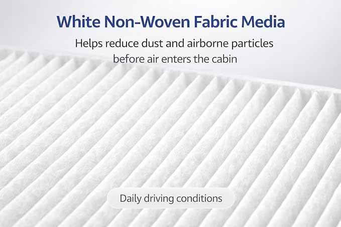 Cabin Air Filter Replacement for Hyundai Kia EV Models, White Non-Woven Fabric, Panel Style, 8.93 x 8.26 x 1.18 in