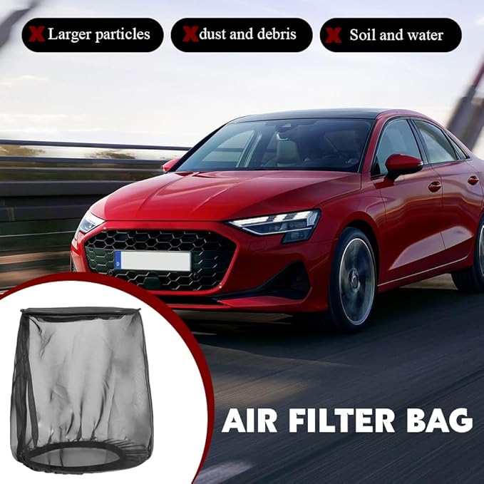 Air Filter Cover for Car Cold Air Intake Filter Cover Wrap Dustproof, Air Filter Cleaner Kits, Air Intake Filter Sock Cover for Harley Touring Universal for High Flow Air Intake Filters (Small)